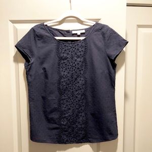 LOFT: M, navy short sleeve top.